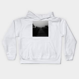 Empty road leading nowhere (black and white photography)) Kids Hoodie